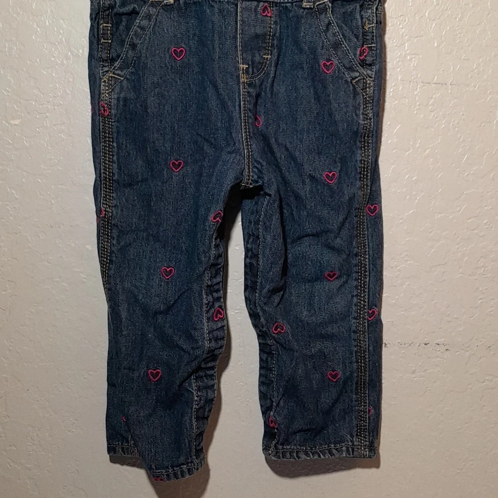 OSHKOSH BGOSH Heart Embroidered Snap Button Leg Overalls 18M